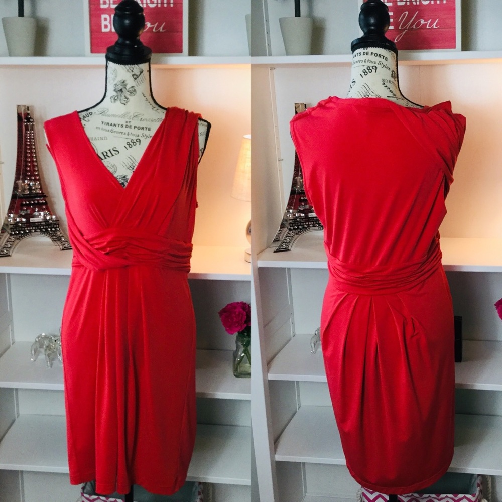 BCBG MaxAzria Red, V-Neck Dress